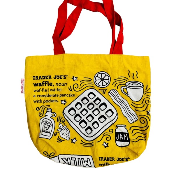 Trader Joe's Handbags - Trader Joe's Waffle Canvas Shopping Bag Yellow 18" x 16" Reusable Tote Grocery